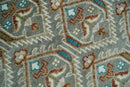 8x10 Hand Knotted Turkish Style Silver, Ivory and Rust Traditional Pile Area Rug, Repeat Design