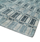 8x10 Hand Made Checkered Beige, Blue and Charcoal Blended Wool Area Rug