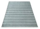 8x10 Hand Made Checkered Beige, Blue and Charcoal Blended Wool Area Rug