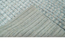 8x10 Hand Made Checkered Blue, Ivory and Brown Scandinavian Blended Wool Flatwoven Area Rug | KE40