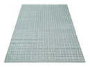 8x10 Hand Made Checkered Ivory, Teal and Gray Blended Wool Flatwoven Area Rug