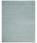 8x10 Hand Made Checkered Ivory, Teal and Gray Blended Wool Flatwoven Area Rug