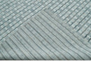 8x10 Hand Made Checkered Ivory, Teal and Gray Blended Wool Flatwoven Area Rug