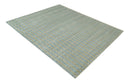 8x10 Hand Made Modern Stripes Camel and Silver Blended Wool Flatwoven Area Rug