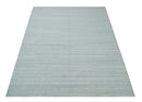 8x10 Hand Made Modern Trellis Ivory and Silver Blended Wool Area Rug