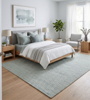 8x10 Hand Made Modern Trellis Ivory and Brown Wool Flatwoven Area Rug