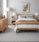 8x10 Hand Made Modern Trellis Ivory and Silver Blended Wool Area Rug