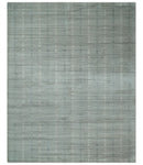 8x10 Hand Made Shaded Beige and Gray Blended Wool Flatwoven Area Rug