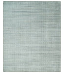 8x10 Hand Made Shaded White and Gray Blended Wool Flatwoven Area Rug
