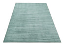 8x10 Hand Made Silver and Teal Solid Scandinavian Blended Wool Flatwoven Area Rug | KE27