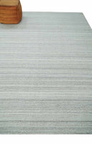 8x10 Hand Made Solid Ivory and Brown Blended Wool Flatwoven Area Rug