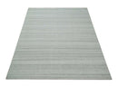 8x10 Hand Made Solid Ivory and Brown Blended Wool Flatwoven Area Rug
