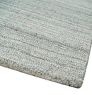 8x10 Hand Made Solid Ivory and Brown Blended Wool Flatwoven Area Rug