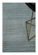 8x10 Hand Made Solid Silver And Gray Blended Wool Flatwoven Area Rug