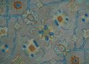 8x10 Hand Tufted Gray, Beige and Accent Blue Traditional Herati Design Wool Rug