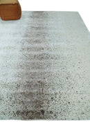 8x10 Ivory and Brown Modern Abstract Handmade Viscose Area Rug
