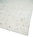 8x10 Ivory and Charcoal Modern Abstract Handmade Art Silk Area Rug