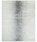 8x10 Ivory and Charcoal Modern Abstract Handmade Art Silk Area Rug