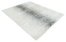 8x10 Ivory and Charcoal Modern Abstract Handmade Art Silk Area Rug