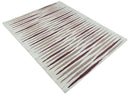 8x10 Ivory and Pink Hand Tufted Modern Scandinavian Stripe Wool Area Rug
