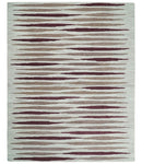 8x10 Ivory and Pink Hand Tufted Modern Scandinavian Stripe Wool Area Rug