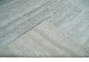 8x10 Ivory and Silver Blended Hand Loomed Modern Scandinavian Art Silk Area Rug