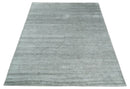 8x10 Ivory and Silver Blended Hand Loomed Modern Scandinavian Art Silk Area Rug