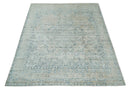 8x10 Ivory, Beige and Blue Traditional Hand Knotted Art Silk Area Rug