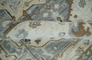 8x10 Ivory, Beige and Silver Traditional Hand Knotted Wool Area Rug