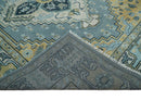 8x10 Ivory, Blue and Beige Heriz Serapi Traditional  Persian Antique Hand Knotted Wool Area Rug | TRDCP1117810