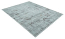 8x10 Ivory, Brown and Gray Modern Oushak Handmade Art Silk Area Rug