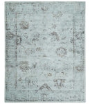 8x10 Ivory, Brown and Gray Modern Oushak Handmade Art Silk Area Rug