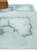 8x10 Ivory, Gray and Aqua Modern Abstract Handmade Art Silk Area Rug
