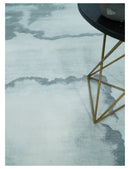 8x10 Ivory, Gray and Aqua Modern Abstract Handmade Art Silk Area Rug
