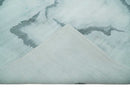 8x10 Ivory, Gray and Aqua Modern Abstract Handmade Art Silk Area Rug