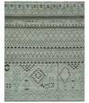 8x10 Ivory, Gray and Charcoal Hand Knotted Multi size Southwestern wool area Rug