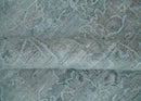8x10 Ivory, Gray and Charcoal Traditional Erased Handmade Blended Wool Area Rug