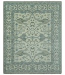 Richmond Custom Made Ivory and Olive Hand Knotted Oushak Wool Rug