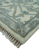 Richmond Custom Made Ivory and Olive Hand Knotted Oushak Wool Rug