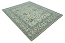 Richmond Custom Made Ivory and Olive Hand Knotted Oushak Wool Rug