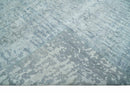 8x10 Ivory, gray and Silver Modern Abstract Hand Knotted Bamboo Silk Area Rug