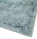 8x10 Ivory, Gray and Silver Modern Erased Traditional Handmade Art Silk Area Rug