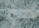 8x10 Ivory, Gray and Silver Modern Erased Traditional Handmade Art Silk Area Rug