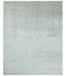 8x10 Ivory, Gray and Silver Modern Transitional Handmade Art Silk Area Rug