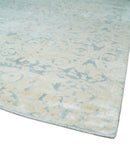 8x10 Ivory, Gray and Silver Modern Transitional Handmade Art Silk Area Rug