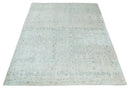 8x10 Ivory, Gray and Silver Modern Transitional Handmade Art Silk Area Rug