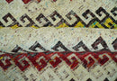 8x10 Ivory, Maroon, Black and Mustard Greek key design Hand Knotted wool area rug