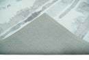 8x10 Ivory, Silver and Gray Modern Abstract Handmade Art Silk Area Rug