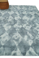 8x10 Ivory, Silver and Gray Modern Geometrical Handmade Art Silk Area Rug