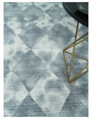 8x10 Ivory, Silver and Gray Modern Geometrical Handmade Art Silk Area Rug